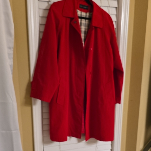 Gallery Red Trench Coat Tailored Elegance Rain Coat - Picture 1 of 13
